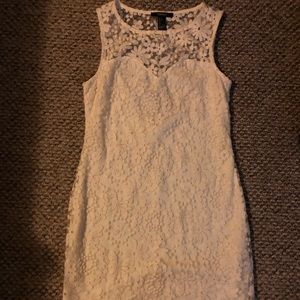 Cream body hugging lace dress